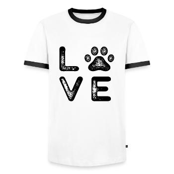 Amour de chien - T-shirt contrasté Homme - blanc/noir - Devant - AI Model Female 172 light (172cm) & AI Model Male 178 dark (178cm)