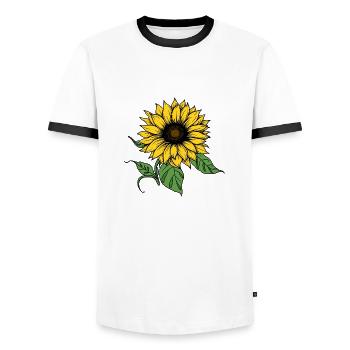 Hand-drawn sunflower, sunflower sticker - Men's Ringer Shirt - white/black - Front - AI Model Female 172 light (172cm) & AI Model Male 178 dark (178cm)