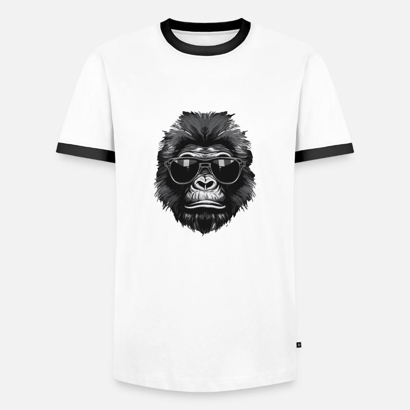 Gorilla - Männer Kontrast-T-Shirt - Weiß/Schwarz