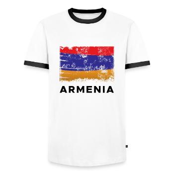 Armenia Flag - Männer Kontrast-T-Shirt - Weiß/Schwarz - Vorne - AI Model Female 172 light (172cm) & AI Model Male 178 dark (178cm)