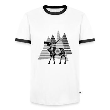Hirsch - Männer Kontrast-T-Shirt - Weiß/Schwarz - Vorne - AI Model Female 172 light (172cm) & AI Model Male 178 dark (178cm)