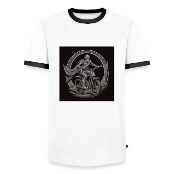 Road Warrior - Chevalier en moto / vélo - T-shirt contrasté Homme - blanc/noir - Devant - AI Model Female 172 light (172cm) & AI Model Male 178 dark (178cm)