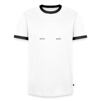 Fleisch Logo mit Stier Weiß - Männer Kontrast-T-Shirt - Weiß/Schwarz - Vorne - AI Model Female 172 light (172cm) & AI Model Male 178 dark (178cm)