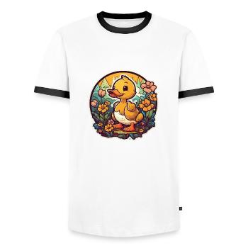 Adorable duck design for animal lovers! - Men's Ringer Shirt - white/black - Front - AI Model Female 172 light (172cm) & AI Model Male 178 dark (178cm)