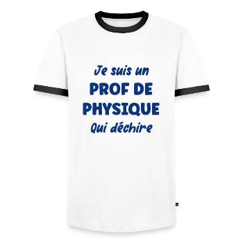 Je suis un prof de physique - T-shirt contrasté Homme - blanc/noir - Devant - AI Model Female 172 light (172cm) & AI Model Male 178 dark (178cm)