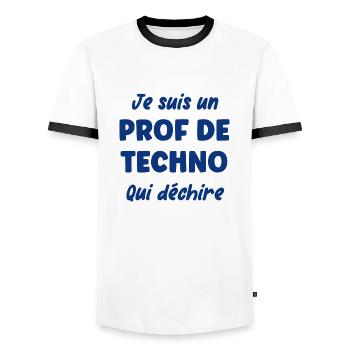 Je suis un prof de techno - T-shirt contrasté Homme - blanc/noir - Devant - AI Model Female 172 light (172cm) & AI Model Male 178 dark (178cm)