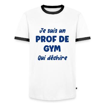 Je suis un prof de gym - T-shirt contrasté Homme - blanc/noir - Devant - AI Model Female 172 light (172cm) & AI Model Male 178 dark (178cm)