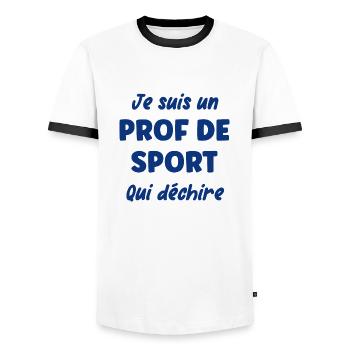 Je suis un prof de sport - T-shirt contrasté Homme - blanc/noir - Devant - AI Model Female 172 light (172cm) & AI Model Male 178 dark (178cm)