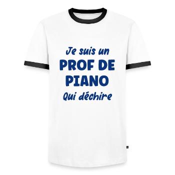 Je suis un prof de piano - T-shirt contrasté Homme - blanc/noir - Devant - AI Model Female 172 light (172cm) & AI Model Male 178 dark (178cm)
