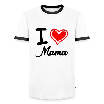 I love mom - Men's Ringer Shirt - white/black - Front - AI Model Female 172 light (172cm) & AI Model Male 178 dark (178cm)