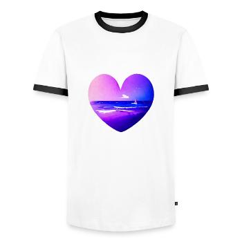 Strand Sonne Sommerurlaub Palme Insel Palmen - Männer Kontrast-T-Shirt - Weiß/Schwarz - Vorne - AI Model Female 172 light (172cm) & AI Model Male 178 dark (178cm)