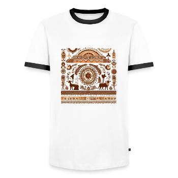 Folklore africain - T-shirt contrasté Homme - blanc/noir - Devant - AI Model Female 172 light (172cm) & AI Model Male 178 dark (178cm)