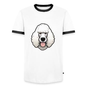 Groß Pudel Kopf Comic Cartoon Hund Hunde - Männer Kontrast-T-Shirt - Weiß/Schwarz - Vorne - AI Model Female 172 light (172cm) & AI Model Male 178 dark (178cm)