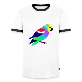 Budgie Bird Owner Bird Cockatiel - Men's Ringer Shirt - white/black - Front - AI Model Female 172 light (172cm) & AI Model Male 178 dark (178cm)
