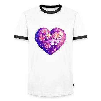 Engagement Valentine's Day Wedding Love Mother's Day - Men's Ringer Shirt - white/black - Front - AI Model Female 172 light (172cm) & AI Model Male 178 dark (178cm)