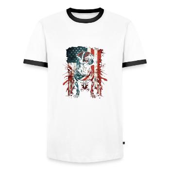 Stars and Stripes American Dog - Men's Ringer Shirt - white/black - Front - AI Model Female 172 light (172cm) & AI Model Male 178 dark (178cm)