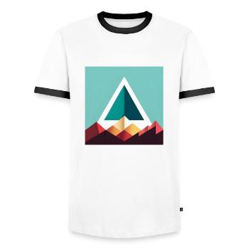 triangle abstrait - T-shirt contrasté Homme - blanc/noir - Devant - AI Model Female 172 light (172cm) & AI Model Male 178 dark (178cm)