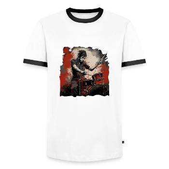 Drummer red - Männer Kontrast-T-Shirt - Weiß/Schwarz - Vorne - AI Model Female 172 light (172cm) & AI Model Male 178 dark (178cm)