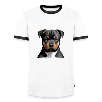 Rottweiler Hundewelpe Rottweilerhalter Hundehalter - Männer Kontrast-T-Shirt - Weiß/Schwarz - Vorne - AI Model Female 172 light (172cm) & AI Model Male 178 dark (178cm)