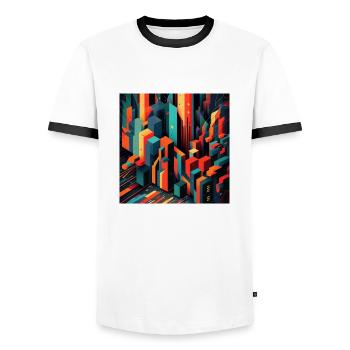 Abstract outskirts - Men's Ringer Shirt - white/black - Front - AI Model Female 172 light (172cm) & AI Model Male 178 dark (178cm)