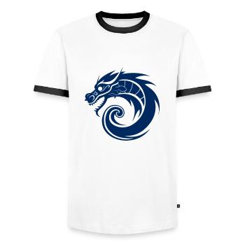 Drachen Asien blau - Männer Kontrast-T-Shirt - Weiß/Schwarz - Vorne - AI Model Female 172 light (172cm) & AI Model Male 178 dark (178cm)