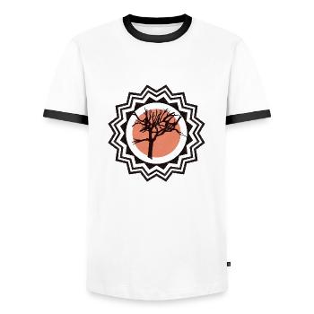 Baum, Mandala, Ethnostyle, schwarz, rot, Mandala - Männer Kontrast-T-Shirt - Weiß/Schwarz - Vorne - AI Model Female 172 light (172cm) & AI Model Male 178 dark (178cm)