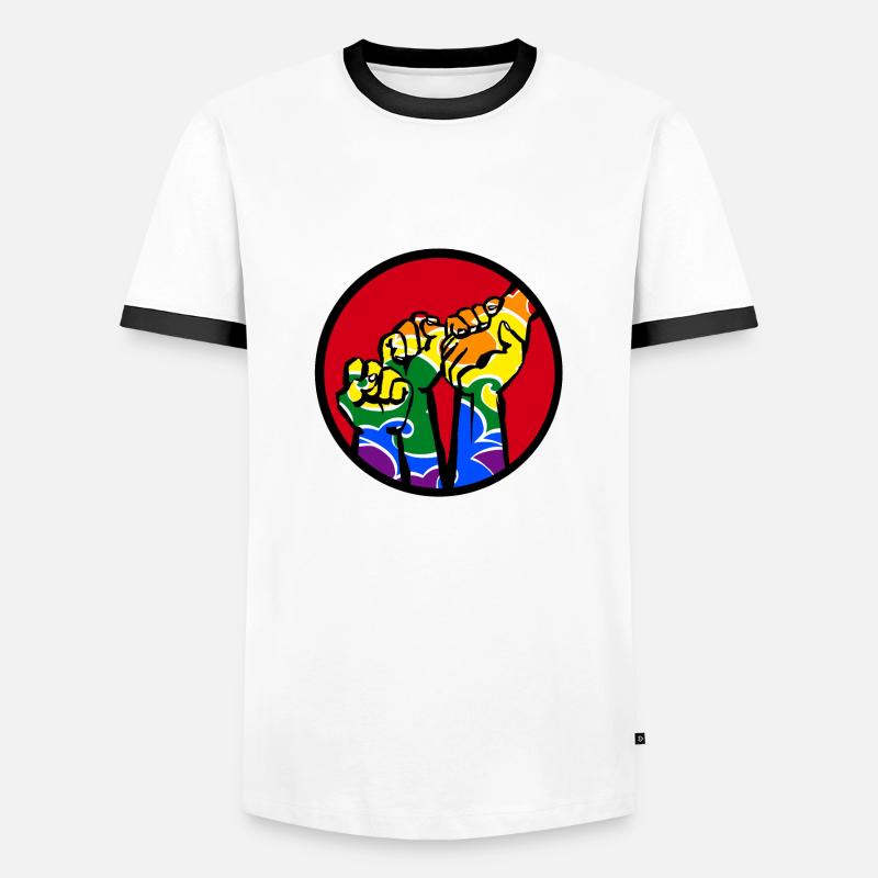 Fists4a LGBT - Men's Ringer Shirt - white/black