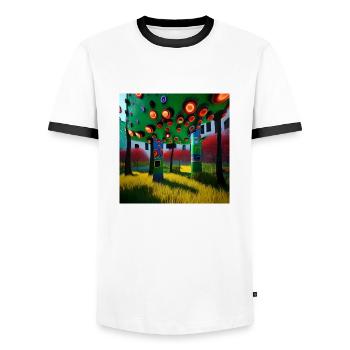 Color Tree - Men's Ringer Shirt - white/black - Front - AI Model Female 172 light (172cm) & AI Model Male 178 dark (178cm)