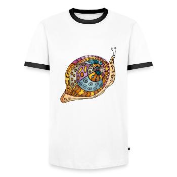 Schnecke - Männer Kontrast-T-Shirt - Weiß/Schwarz - Vorne - AI Model Female 172 light (172cm) & AI Model Male 178 dark (178cm)