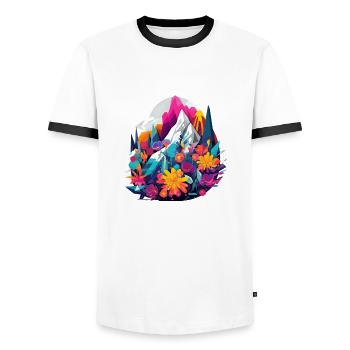 Alpenblume Blume Flower - Männer Kontrast-T-Shirt - Weiß/Schwarz - Vorne - AI Model Female 172 light (172cm) & AI Model Male 178 dark (178cm)