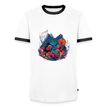Alpenblume Blume Flower - Männer Kontrast-T-Shirt - Weiß/Schwarz - Vorne - AI Model Female 172 light (172cm) & AI Model Male 178 dark (178cm)