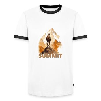Wandern Frau Berge Summit - Männer Kontrast-T-Shirt - Weiß/Schwarz - Vorne - AI Model Female 172 light (172cm) & AI Model Male 178 dark (178cm)