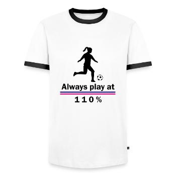 Fußball Soccer - Men's Ringer Shirt - white/black - Front - AI Model Female 172 light (172cm) & AI Model Male 178 dark (178cm)