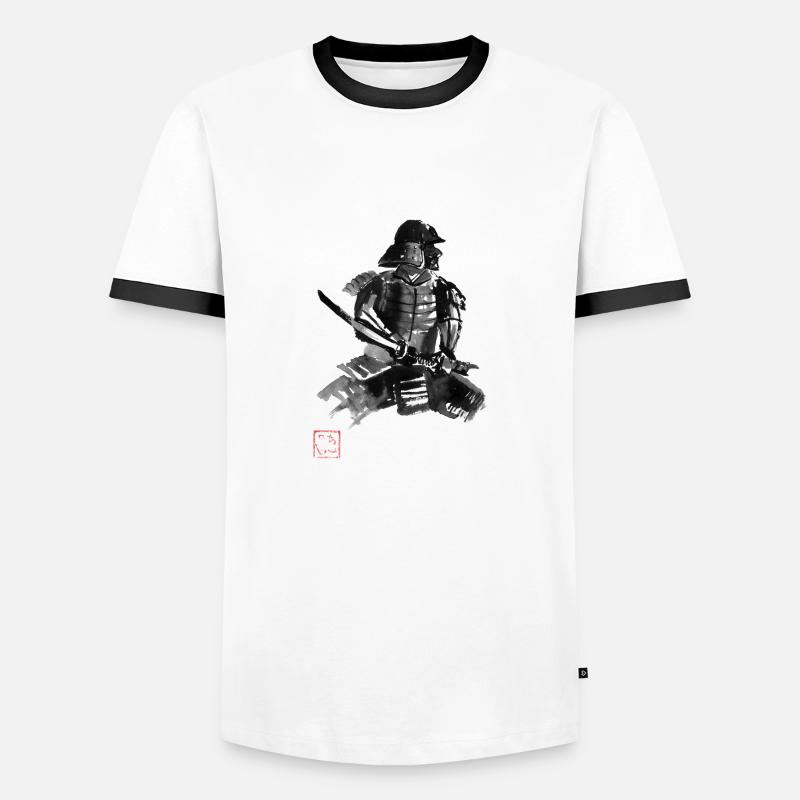 Samurai in Armor - Men's Ringer Shirt - white/black