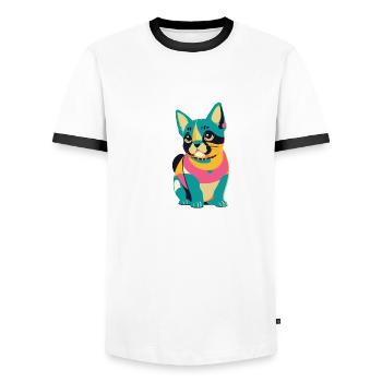 Playful Puppy - Men's Ringer Shirt - white/black - Front - AI Model Female 172 light (172cm) & AI Model Male 178 dark (178cm)