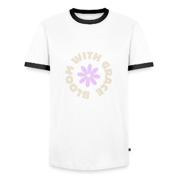 bloom with grace - Men's Ringer Shirt - white/black - Front - AI Model Female 172 light (172cm) & AI Model Male 178 dark (178cm)