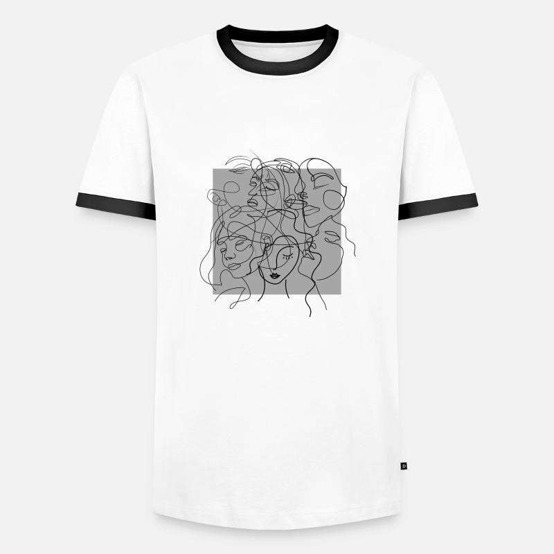 Face line grey - Men's Ringer Shirt - white/black