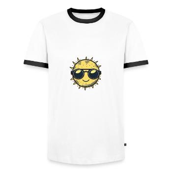 Soleil - T-shirt contrasté Homme - blanc/noir - Devant - AI Model Female 172 light (172cm) & AI Model Male 178 dark (178cm)
