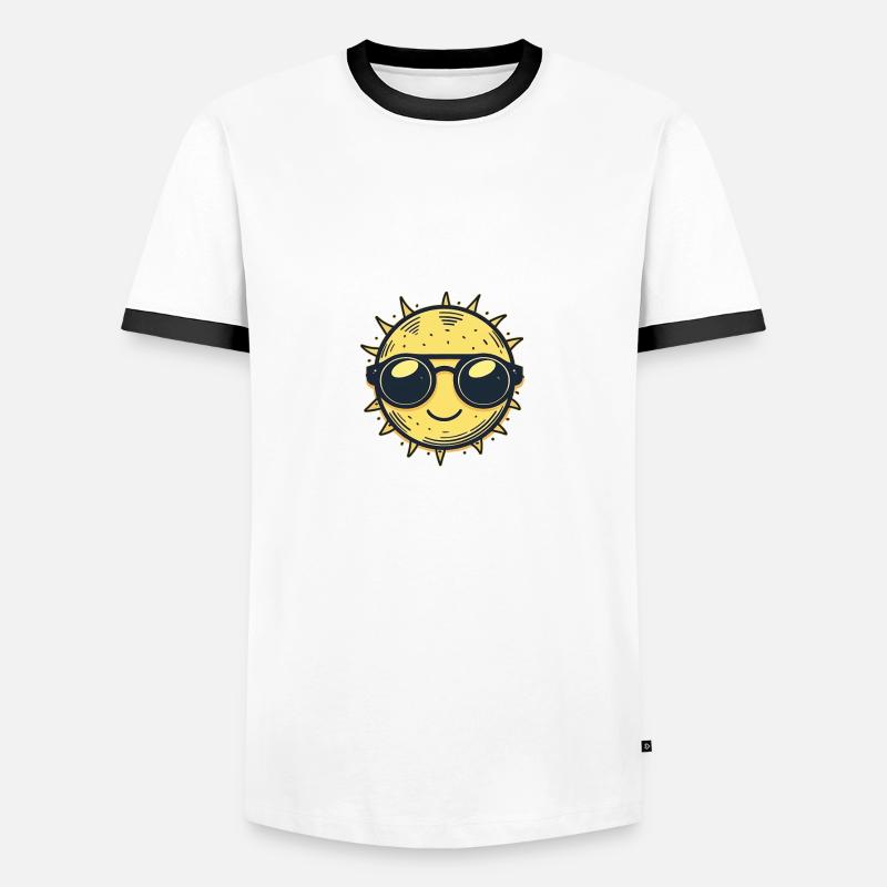 Sonne - Männer Kontrast-T-Shirt - Weiß/Schwarz