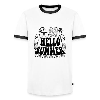 Hello Summer - Männer Kontrast-T-Shirt - Weiß/Schwarz - Vorne - AI Model Female 172 light (172cm) & AI Model Male 178 dark (178cm)