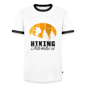 HIking Adventure - Men's Ringer Shirt - white/black - Front - AI Model Female 172 light (172cm) & AI Model Male 178 dark (178cm)