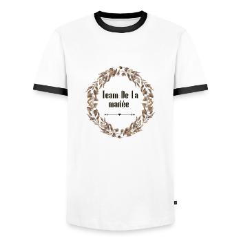 Team de la mariée floral - T-shirt contrasté Homme - blanc/noir - Devant - AI Model Female 172 light (172cm) & AI Model Male 178 dark (178cm)