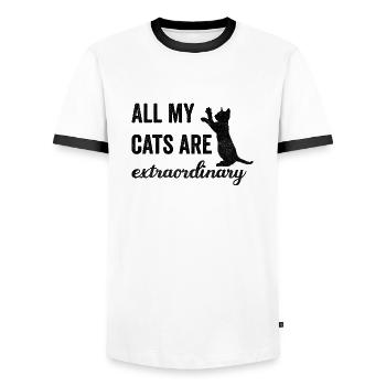 All My Cats Are Extraordinary black - Men's Ringer Shirt - white/black - Front - AI Model Female 172 light (172cm) & AI Model Male 178 dark (178cm)