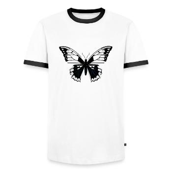 Minimalistic Butterfly - Men's Ringer Shirt - white/black - Front - AI Model Female 172 light (172cm) & AI Model Male 178 dark (178cm)