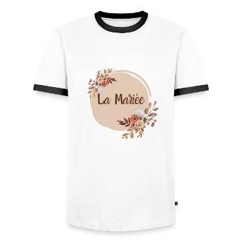 La mariée floral - T-shirt contrasté Homme - blanc/noir - Devant - AI Model Female 172 light (172cm) & AI Model Male 178 dark (178cm)