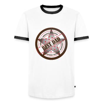 Best Dad Western Star Sheriff - Men's Ringer Shirt - white/black - Front - AI Model Female 172 light (172cm) & AI Model Male 178 dark (178cm)