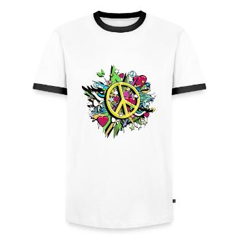 liebe frieden frieden sommer honig liebe hippie cool - Männer Kontrast-T-Shirt - Weiß/Schwarz - Vorne - AI Model Female 172 light (172cm) & AI Model Male 178 dark (178cm)
