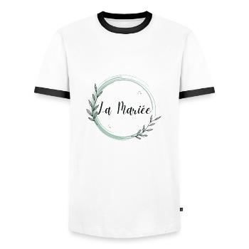 La mariée floral - T-shirt contrasté Homme - blanc/noir - Devant - AI Model Female 172 light (172cm) & AI Model Male 178 dark (178cm)