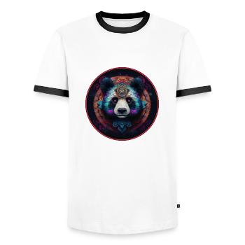 Tribal Panda - Men's Ringer Shirt - white/black - Front - AI Model Female 172 light (172cm) & AI Model Male 178 dark (178cm)