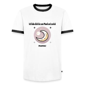 Ich liebe dich bis zum Mond und zurück - Muttertag - Männer Kontrast-T-Shirt - Weiß/Schwarz - Vorne - AI Model Female 172 light (172cm) & AI Model Male 178 dark (178cm)